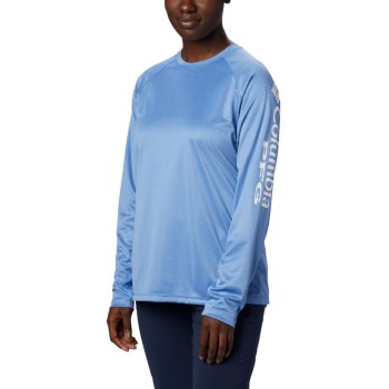 Columbia Sweater Dames, PFG Tidal Heather Long Sleeve Blauw Wit, 65UATGHMO